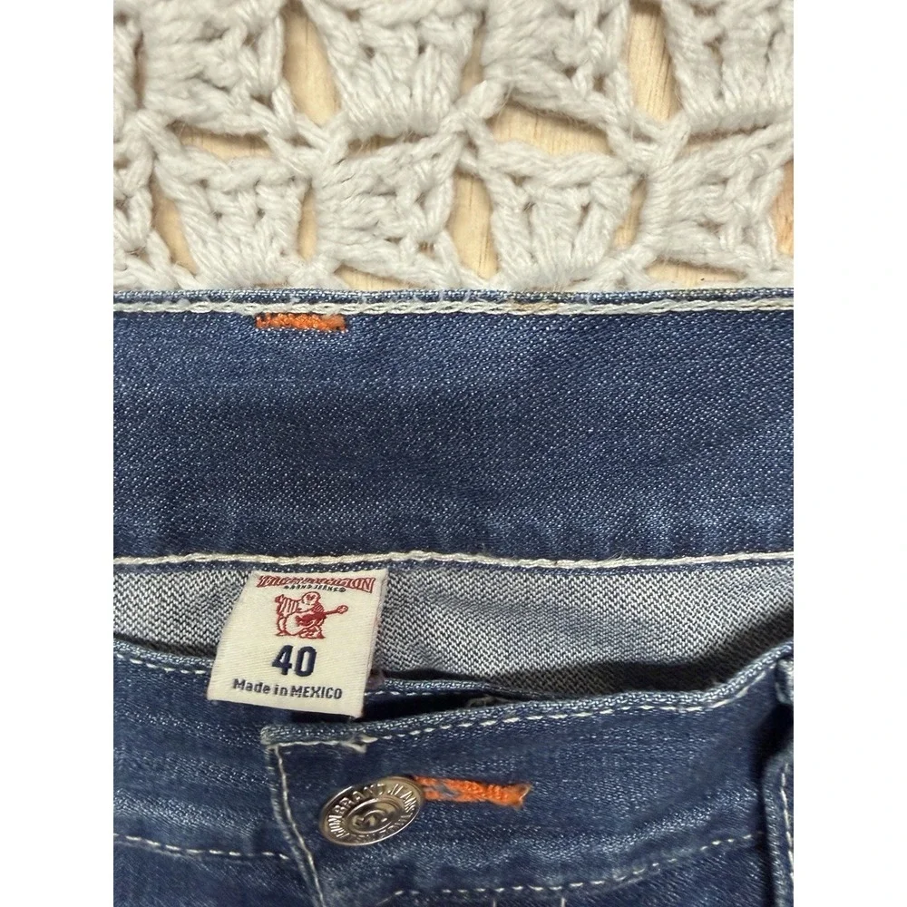 True Religion‎ Jeans Mens Tag 40 Fits W42 L33 Blue Denim Skinny Flap Mesh